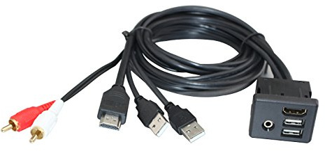 YONGJIANGXIA Car Dash Mount Installation HDMI Dual USB RCA Male Female Extension Cable 2M Long