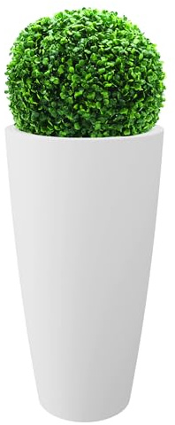 Nicoli Fioriera da Esterno o Interno STYLE 38x85 cm con Cachepot Estraibile (Bianco, 38 x 85 cm, Vaso + Bosso)