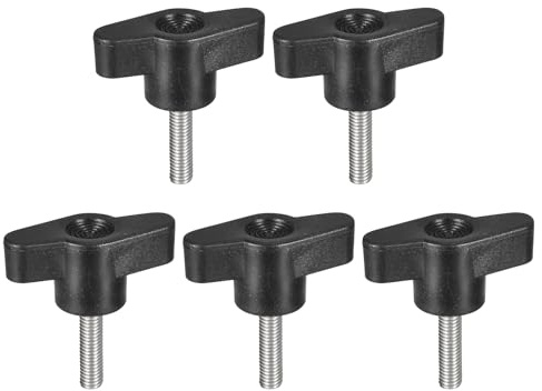 sourcing map Klemmschraubenknauf, M5 x 20 mm, 304 Edelstahl, T-förmige Rändelschrauben, Griff für schnelles Entfernen des Handspannknopfs, 5 Stück