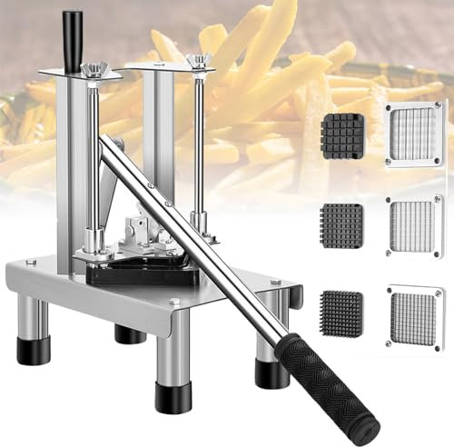 WuDLi Potato Chipper, French Fry Cutter, Potato Chopper Cutter With 2 Different Size Super Stainless Steel Sharp Replacement Blades And Non-slip Feet, Perfect For Potatos, Carrots, Cucumbers