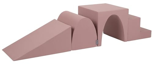 KiddyMoon Foam Playground For Kids Obstacle Course For Children Montessori Toy For Babies Soft Construction Blocks Element, Wedge/Hill/Tunnel/Steps, Heather