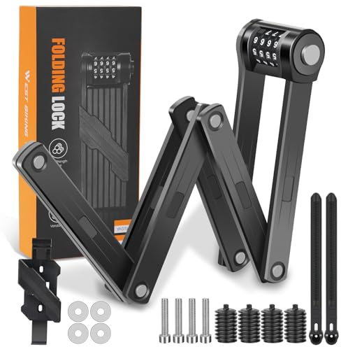 Oumuik Antivol de vélo, antivol à combinaison, antivol pliable, niveau de sécurité 15, serrure à combinaison, 120 cm avec support
