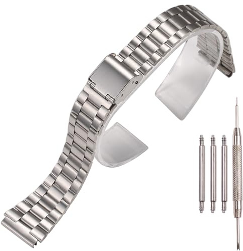 Cinturino di ricambio in acciaio inossidabile da 18 mm, compatibile con Casio F-108WH AE1200WH A168WA A158WA LA670WGA A700W, accessori per orologi da donna e da uomo (argento 3)