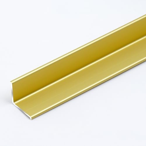 Raouoae Profilé d'angle en Aluminium Autocollant, Bandes Décoratives Murales Et De Plafond pour Finition Intérieure, 90cm, 3 Pièces, Angle Décoratif pour Décoration Moderne(Gold,10x10mm)