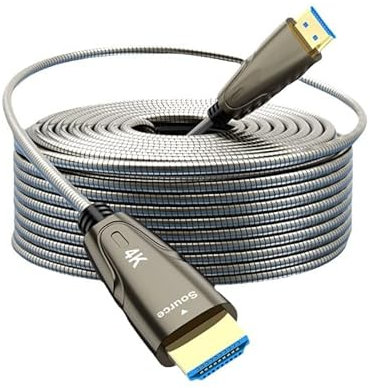 RIKYJIC Câble HDMI 2.0 en fibre 4K Ultra HD – Prise en charge HDR améliorée, protection blindée pour des installations stables – Connectivité transparente pour téléviseurs, moniteurs et PC de jeu –
