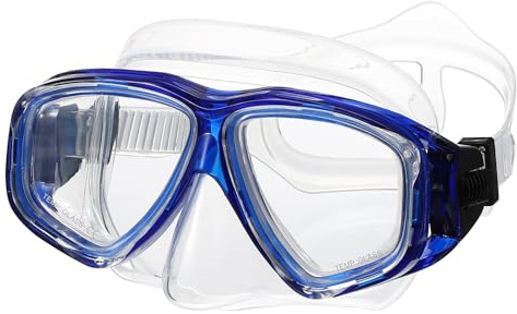 PATIKIL Simglasögon med nässkydd, dykmask i silikon anti-dimma snorkel dykglasögon snorkling dykmask utrustning för ungdomar junior vuxen dykning, blå