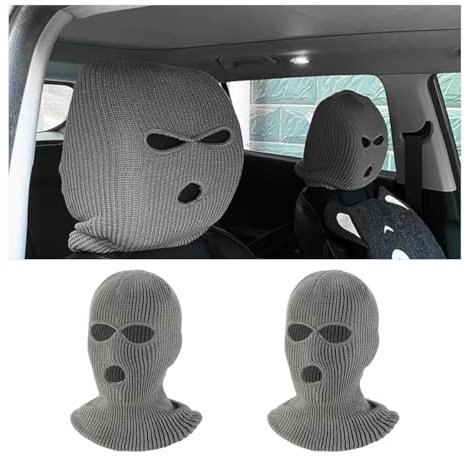 povtii 2 coperture per poggiatesta auto, divertenti maschere per il viso per sedile anteriore, protezione personalizzata, mascherina da sci per la maggior parte dei veicoli, accessori per auto (grigio