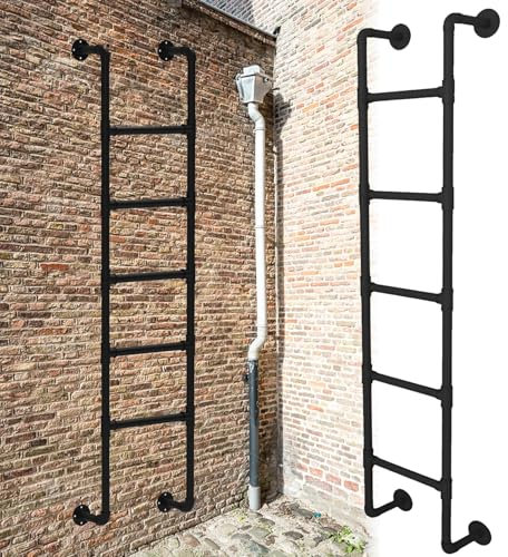 Ausstiegsleiter, Kellerausstiegsleiter, Metall-Steigleiter für den Innen- und Außenbereich, Ausstiegsleiter für Fensterbrunnen mit Wandhalterung, Dachbodenleiter, hohe Etagenbettleiter(190cm/75in)