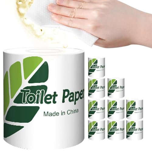 Papel higiénico, Papel higiénico,10X Rollos de Papel de Baño para Inodoro - Servilletas de comedor respetuosas con el medio ambiente, tejido de baño sostenible para mujeres, hombres, niños y ancianos