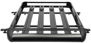 SXXJVES galerie de Toit Panier À Bagages Universel Noir en Alliage D'aluminium Support De Toit De Voiture 127x97cm avec Barres pour SUV Pont Unique Porte Bagage Voiture