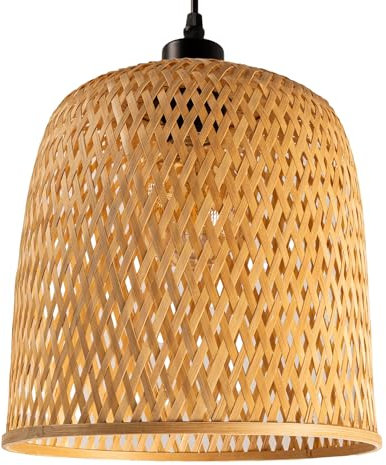 Riess Ambiente Handgefertigte Hängeleuchte Organic Living - 25cm - Natur Bambus Korb-Lampe - Boho-Style Pendelleuchte