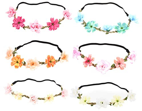 LIFKOME 6stücke Braut Blumenkranz Haarschmuck Teiliges Blumenhaarband Und Randrosa Elastisch Und Bequem Für Hochzeiten Und Fotoshootings