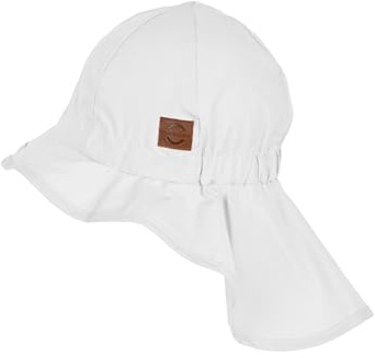 Mikk-line Solhatt baby UV skydd 50 nackskydd – babysolhatt 0–6 månader – skärmmössa barn för flickor och pojkar – lätt sommarhatt för optimalt skydd – andningsbar och bekväm, Vit Svan, 43
