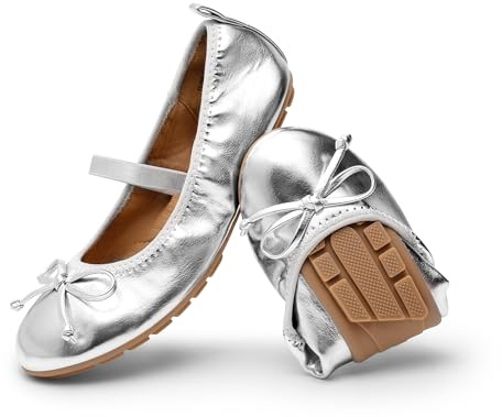 DREAM PAIRS Ballerine Bambina Fiocco | Fiocco decorativo, soletta in lattice, tallone imbottito, suola TPR antiscivolo, leggere e flessibili.