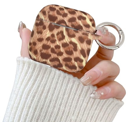 Reownest Custodia per AirPods di 3a Generazione (2021), Custodia Estetica Carina con Motivo Leopardato in Silicone Antiurto per Ragazze e Donne con Portachiavi per AirPods 3 –Marrone Chiaro