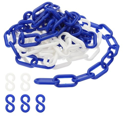 PATIKIL Absperrkette Kunststoff Kettenglieder, 10 Fuß Kunststoffkette, Blau/Weiße Sicherheitsketten Warnkette für Warnsicherheit Crowd Control, Warteschlangen, Parkplätze, Zäune