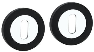 Infinity Decor Set di 2 rosette ovali standard in nero e finitura cromata lucida, per serratura della porta, per porte interne ed esterne
