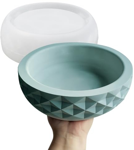 Wehous Silikonformen in Diamantform, große Schale, geometrischer runder Behälter, Gießform für Epoxidharz, Beton, Zement, große Aufbewahrung, Kerzenhalter, Blumentopf, DIY, Kunst, Handwerk, Ornament