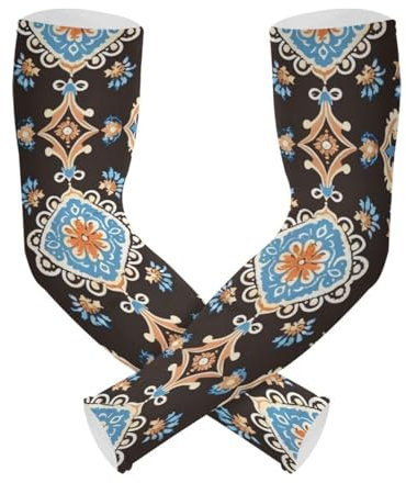 WDdZzyy Affascinante Blu Marrone Boemia Floreale Raffreddamento Maniche Del Braccio di Protezione 1 Paio di Protezione UV Sole, Charme Blu Marrone Bohemian Floreale, Taglia unica