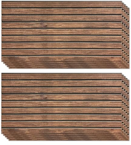 K&B Panels 3D Wall Panels, Realistic Wood Effect Styrofoam Wall Panelling Kit, Lightweight, Easy to Install, Dual Insulation to Reduce Acoustic Noise, Indoor & Outdoor (Brown) (10 Panels)