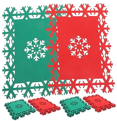 Garneck Pezzi Squisiti Tovagliette Natalizie Riutilizzabili in Feltro Tovagliette Quadrate Con Design A Fiocco Di Neve