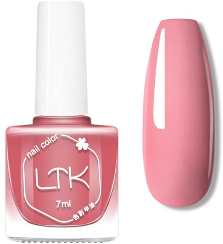 Pink Nail Varnish - Dusty Pink Quick Dry Polish - 7ML Air Dry Romantic Color Nail Varnish - Long Lasting & Chip Resistant Nail Polish - No Need Cure DIY Home Manicure