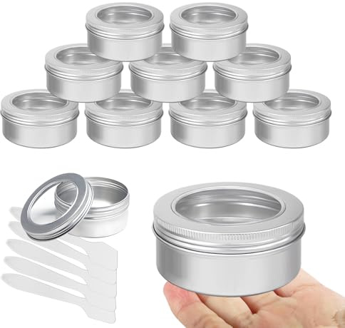 LusDoly 10 Stück 150ml Aluminium Dose mit Schraubdeckel Sichtfenster Silber 83mm x 37mm Leer Runde Aludose Alu Tiegel Schraubdose Cremedose Kosmetikdose für Salben Kerzen DIY Aufbewahrung