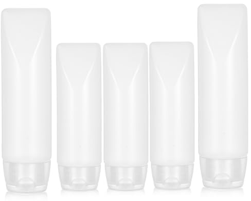 Piriuuo Set med 5 påfyllningsbara tomma rör, 20 ml, 30 ml, påfyllningsbara, genomskinliga tandkrämer, små resebehållare, läckagesäker duschgel och handkräm