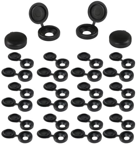50 Pieces Black Plastic Hinged Screw Cover Caps,Plastic Folding Snap Caps,Black Hinged Screw Cup and Cover Hole Diameter Screw Folding CoverCaps for Covering Protection