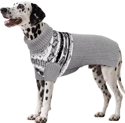 IECOii XXXL hundtröja, extra stor hundtröja för stora hundar flicka pojke, stickad varm hund polotröja för halloween julklädsel, husdjurströja för Golden retriever labrador, grå, 3XL