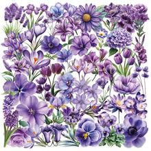 50 Stück Transparent Lila Blumen Aufkleber für Stoßstange,Auto,Fahrrad,Gepäck,Niedliche Pflanzen Wasserdicht Vinyl Decal,Erwachsene Mädchen Kühlschrank,Laptop,Geschenk,Cartoon Flower Graffiti Sticker