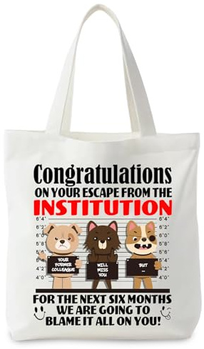 Funny Canvas Tote Bag, Womens Tote Bag Leaving Presents for Colleagues, Funny Leaving Gifts for Colleagues Women, Reusable Grocery Canvas Bag Retirement Gifts Congratulations on Your New Job (Dog)