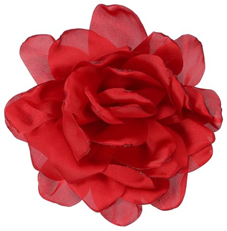 PATIKIL Flor Broche de Seda Satén, Peonía Pinza de Pelo Flamenca Clip Grande Solapa Accesorio para Mujer Boda Fiesta Cumpleaños Baile Banquete Vestido Ropa Bolsa Decoración, Rojo