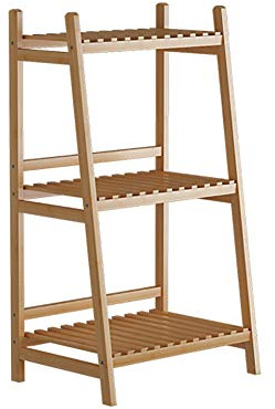 Support multifonctionnel en bambou pour plantes intérieur/extérieur, étagère de rangement pour pot, noir (70 x 36 x 110 cm) et naturel (50 x 36 x 90 cm) – Élégant et durable