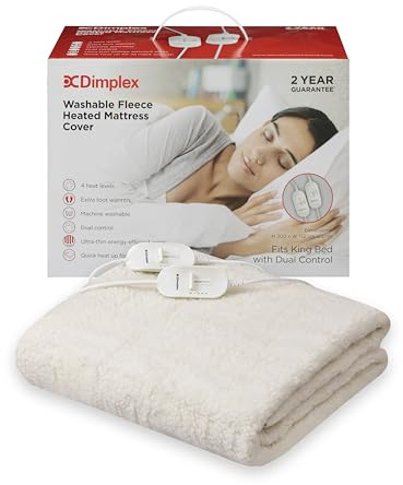 Dimplex DXMCKD - Coprimaterasso in pile lavabile in lavatrice, con doppio controllo e calore extra per i piedi, king size