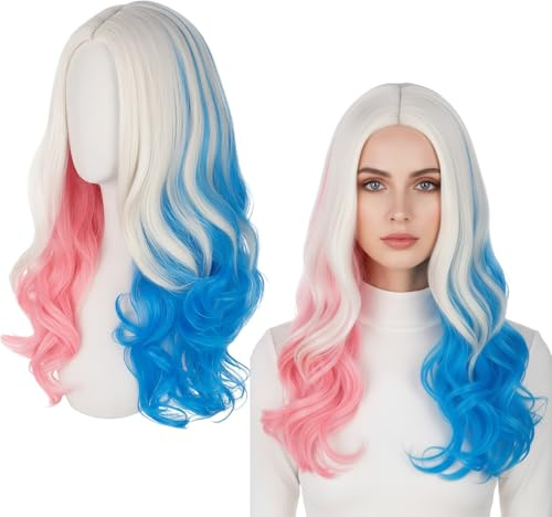26 Zoll Perücke, Kostüm Damen, Filmheldin, Halloween Verkleidung Damen, Hochwertige Fasern, Verstellbare Passform, Für Karneval Und Cosplay, Halloween Quinn Cosplay Perücke