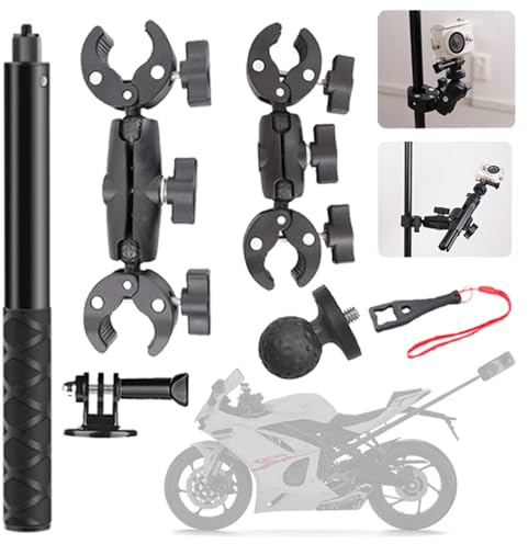 Accessori Per Insta 360 x4,Per Insta 360 x3 Kit Moto,Supporto Per Videocamera,Rotazione Di 360 Gradi,Doppio Morsetto,Alluminio,Doppia Stabilità,Per Insta360 x5,x4,x3,x2,Per One Rs,Per Ace,Ace Pro