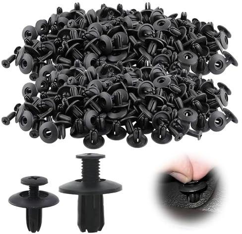 240 Piezas Remaches Plástico Coche, Clips de Fijación, Grapas Coche 6 mm + 8 mm, Clips Plástico Remache Retención Tipo Empuje, Universales Paragolpes, Guardabarros y Refuerzos, Fijaciones Carrocería