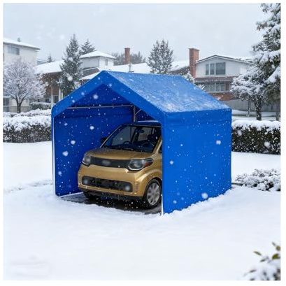Cochera Exterior Resistente A La Intemperie con Estructura Metálica, Good para Estacionar Autos, Casas Rodantes, Camionetas, Camiones Y Tractores(Blue,9.8x9.8x6.5ft)