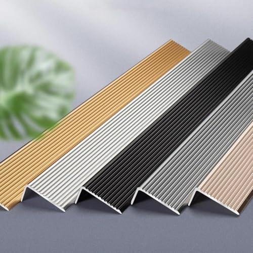 Profilo di Protezione angolare a Forma di L da 3 Pezzi, Profilo per Scale in Alluminio, Profilo per gradini per Esterni e Interni, Profilo per gradini per Esterni e da Giardino - Nero||50x30