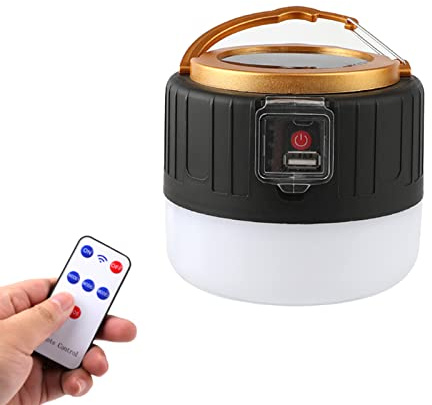 GYZOUKA Lampada di Emergenza Solare Multifunzionale, 3 modalità di Illuminazione Strobo Forte Debole, per Campeggio Escursionismo Emergenza Interna All'aperto (Telecomando + scatola colorata +