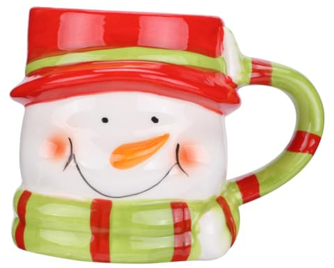 IMIKEYA Tazza in Ceramica a Forma di Pupazzo di Neve da 350 Ml, Tazza da Caffè e Latte Natalizia, per Colazione e Bevande Calde, Adatta Casa e Ufficio Colore Casuale