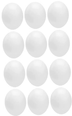 HOMOCONO Uova Finte Realistic in Plastico, 12 Pezzi, Bianche, per Piccionaia e Decorazione Interna, Resistenti e Difficili da Deformare