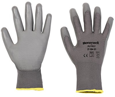 Honeywell 2100250-11 PU FIRST Allzweck-Polyamid-Strickhandschuhe, leicht, 26 cm lang, Größe 11 (Packung mit 10 Paar), Grau