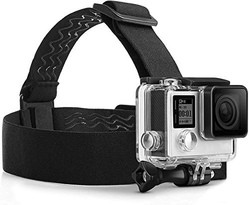 MyGadget Casque Bandeau de Tête Compatible avec GoPro Hero 10 9 8 7 Xiaomi Yi - Sangle de Fixation Élastique - Ceinture Frontale pour Caméra d'action