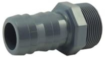 Douille cannelée mâle en PVC - Ø A: 50mm | Ø B: 1''1/2