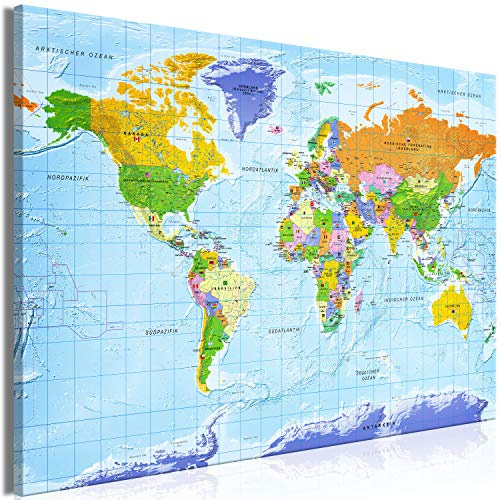 murando Wandbild Mega XXXL Weltkarte deutschEinteiliger XXL-Format Kunstdruck zur Selbstmontage Leinwandbilder moderne Bilder DIY Wanddekoration Wohnung Deko Karte k-A-0152-ak-a