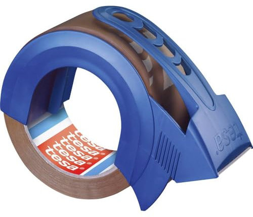 tesapack Solid & Strong inkl. Abroller - leise abrollbares Paketband/Packband zum sicheren Verschließen von Paketen, braun, 66m : 50mm