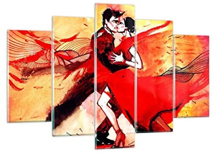 Mehrteilige Bilder auf Glas 150x100cm Glasbild tanzen sie Groß XXL Wanddeko Bild im Glas Schlafzimmer Küche Set 5 teilige Wandbilder Dekoration Wohnzimmer Modern Wand Kunstdruck Art GEA150x100-3731