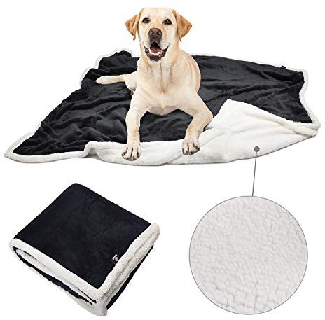 Pawsee Fleece Hunde Decke Flauschig Waschbar Sherpa Plüsch Kuscheldecke Hundebett für Katzen Welpen Katzen, Schwarz